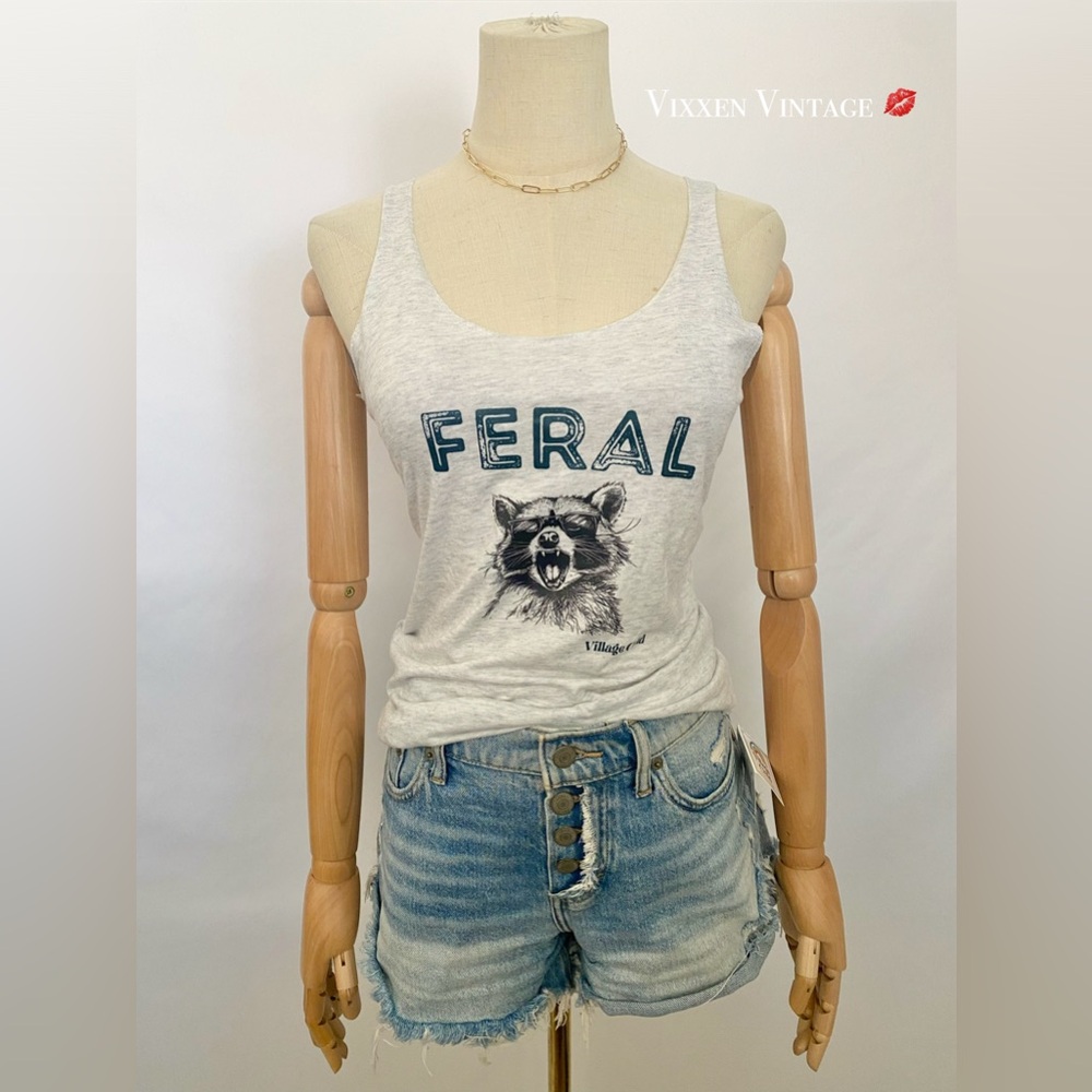 VILLAGE CHILD RACCOON ‘HAND PRESSED GRAPHIC ADULT TANK’ IN FERAL